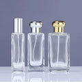 Eco-Friendly Rectangular Clear Glass Perfume Bottles Empty Refillable with Pump Sprayer Seal