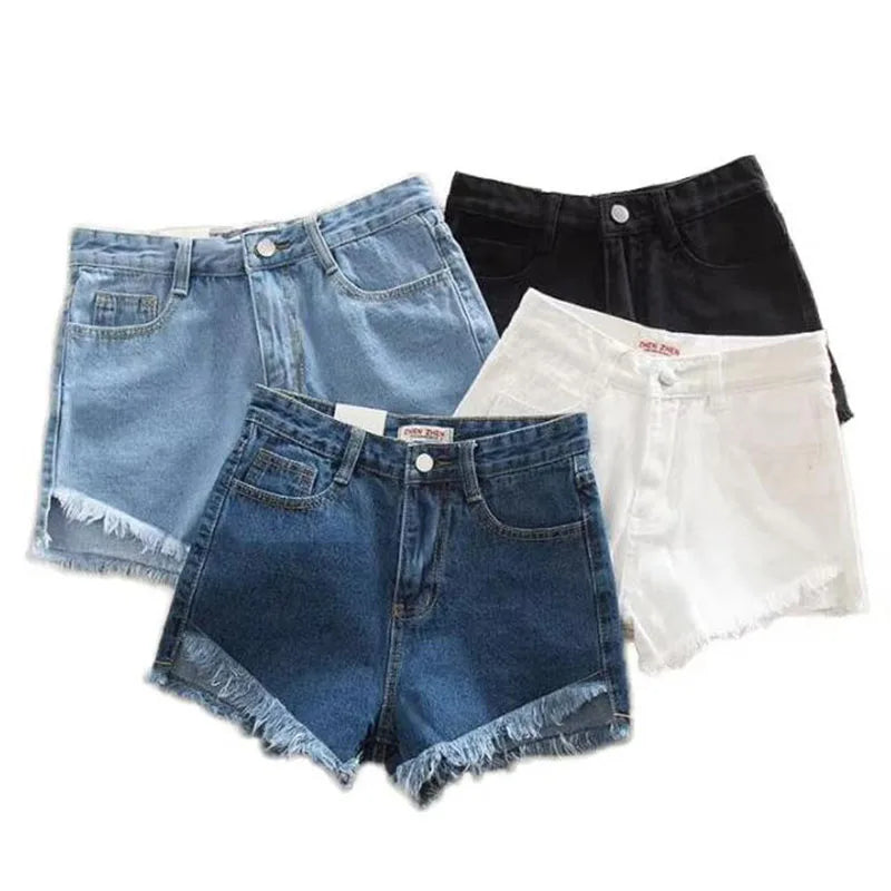 RNSHANGER Women's Summer Denim Shorts Fashion High Waist Solid Dark Wash Casual Skinny Fit Button Shorts with Pocket