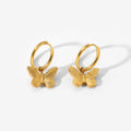 Gold Strip Texture Stainless Steel Jewelry Women Boho 18K PVD Plated Butterfly Hoop Earrings