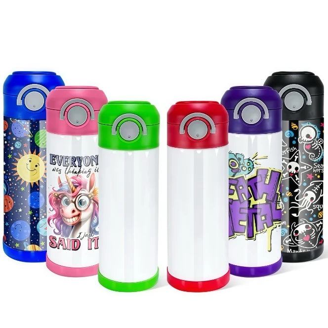 Kid Cup 12oz Stainless Steel Vacuum Insulated Thermoses with Handgrip Locking Lid for School-Eco-Friendly Customizable Logo