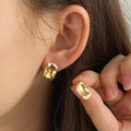 Vintage Style Concave and Concave Design Oval Earrings for Women Jewelry