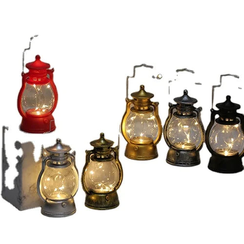 Electronic Retro Antique LED Oil Lamp Miners Lantern for Garden Tree Table Reading Camping