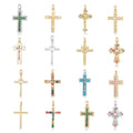 Factory Wholesale Charms for Jewelry Making Faith Cross Copper Zircon 18K Gold Plated Classic Style DIY Jewelry Accessories