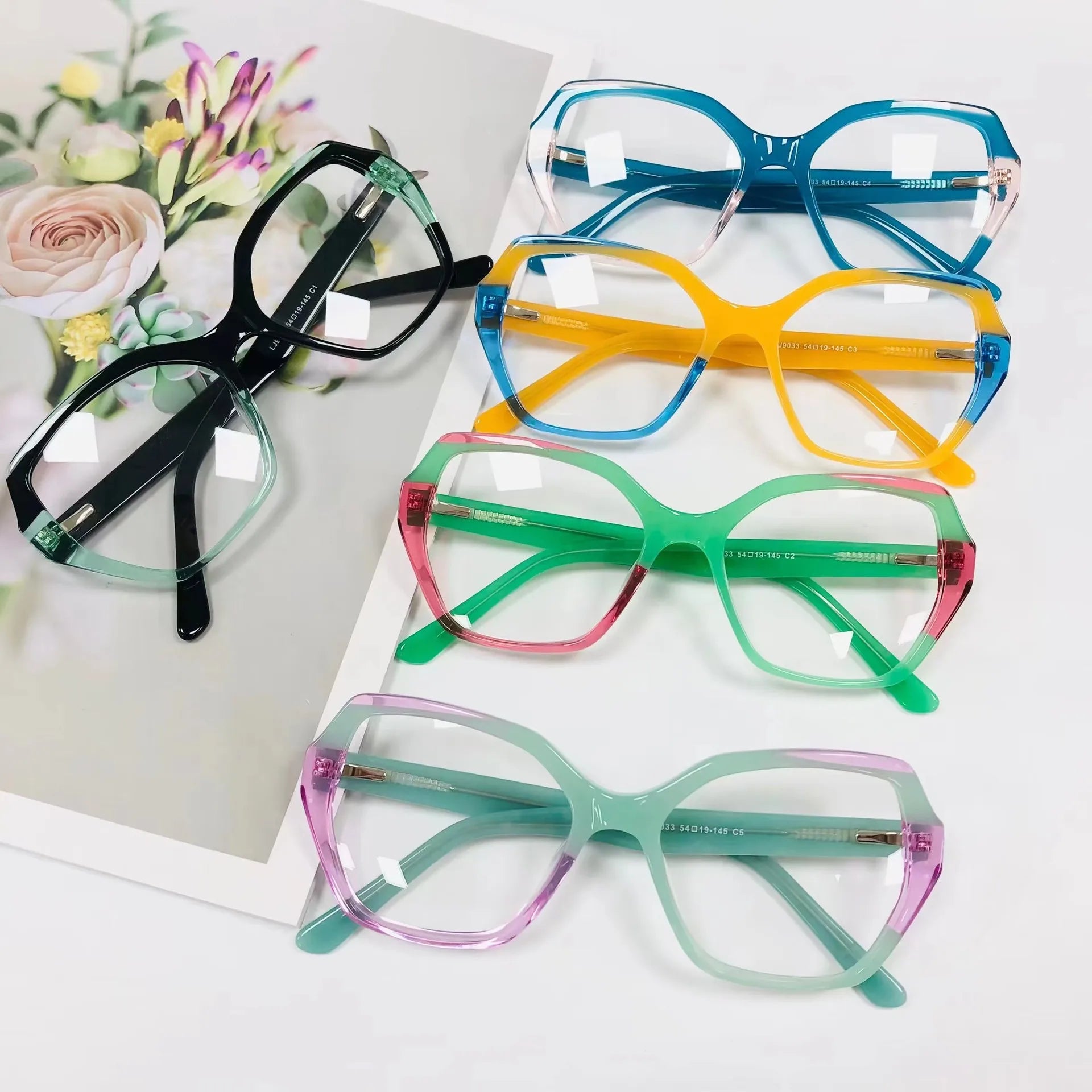 9033 Retro Acetate Glasses Frame Women Fashion Colorful Cat Eye Frame Clear Eyewear Men High Quality Optical Spectacle Frame