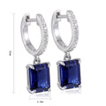 Versatile Geometric Square S925 Silver Lab Grown Sapphire Hoop Earrings-Compact Exquisite Design for Wedding & Party Gifts