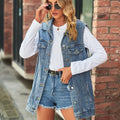 2024 Autumn Sleeveless Women'S Vest Solid Color Retro Denim Vest Jacket Loose Coat Gilet