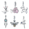 925 Sterling Silver Kawaii Animal Charm Pendant Dog Bee Unicorn Dreamcatcher CZ Bead Fit Bracelet Necklace DIY Jewelry Making