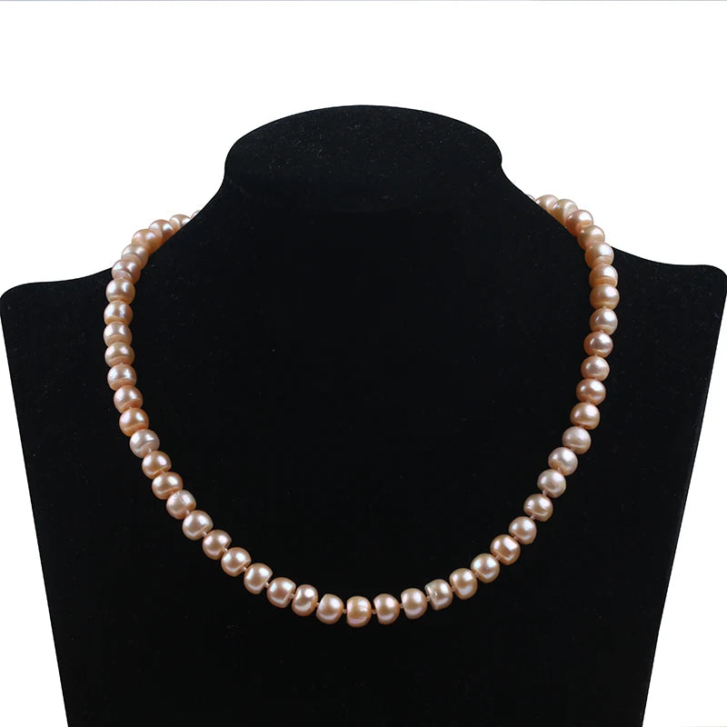 Elegant Freshwater Real Pearl Choker Necklace 8-10mm Size for Gift