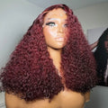 250% Burgundy 13*4 Lace Frontal Wig Curly 7*7 Human Hair Wigs Heavy Density 13*6 HD Transparent Kinky Curly Lace Frontal Wig MegaBDM