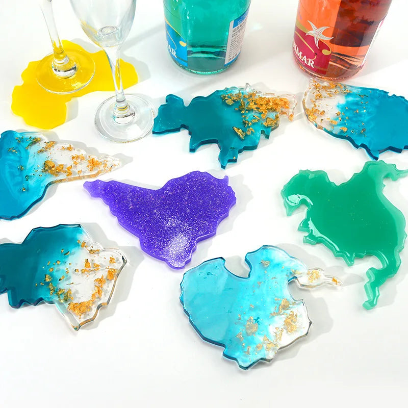 C-0433 Map mold DIY mirror crystal glue dropping seven continents coaster mold spot intercontinental silicone mold