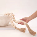 72-Inch Wood Bead Garland with Large 1.5\" Diameter Wooden Beads Farmhouse Style for Home Decor