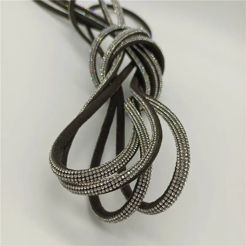 Wholesale Wedding Dress Bling Rhinestone Rope Glitter Cord Tube Holoyatt Rhinestones Crystal Rope Tube for Diy Bows Shoes Laces