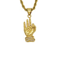 Personalized Hand Gestures Necklaces Stainless Steel Zircon Hand Pendant Necklace