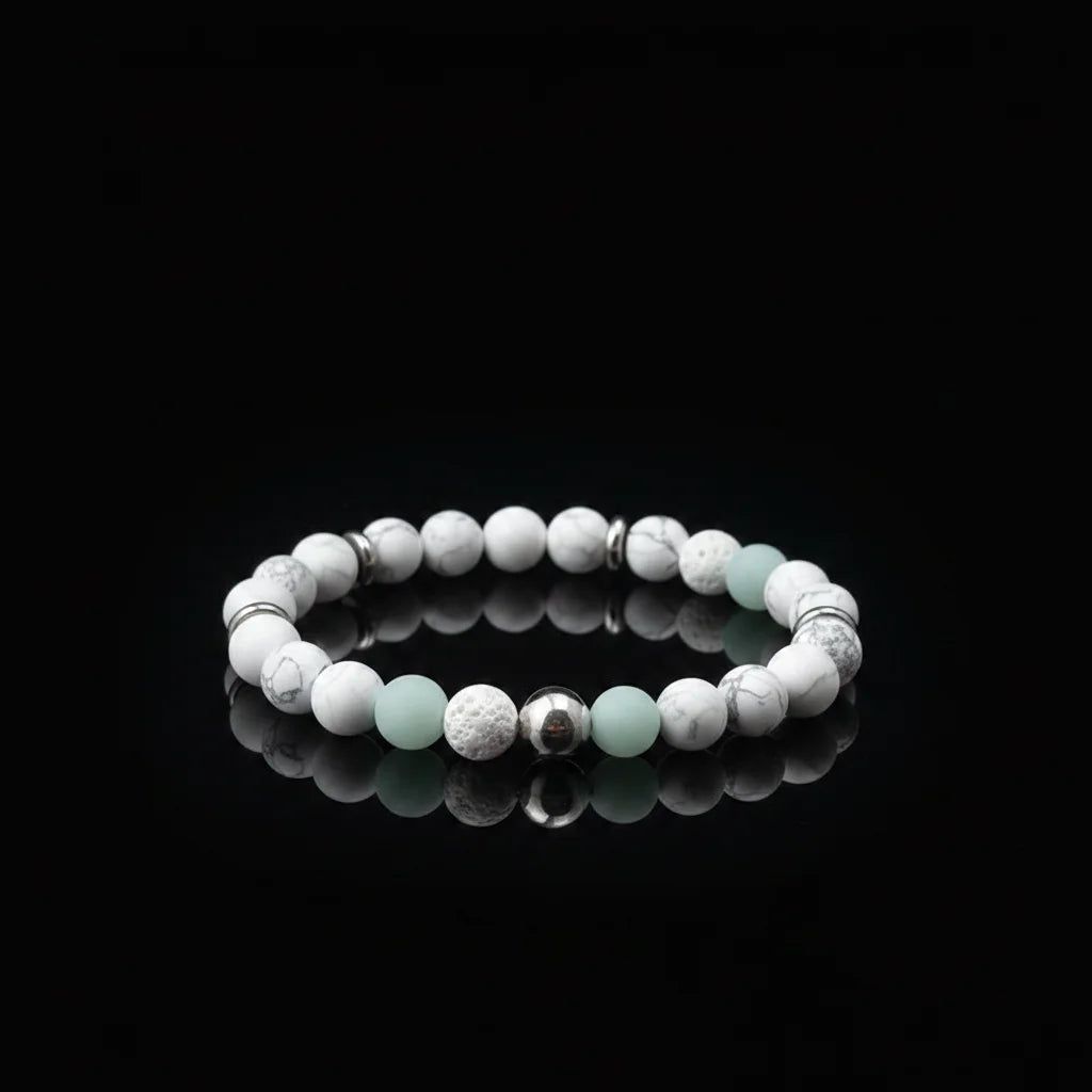 8mm Healing Gemstone Howlite Jewelry Lava Beads Bracelets Natural Stone Bracelet Oil Diffuser for Anxiety Stress Relief Gifts