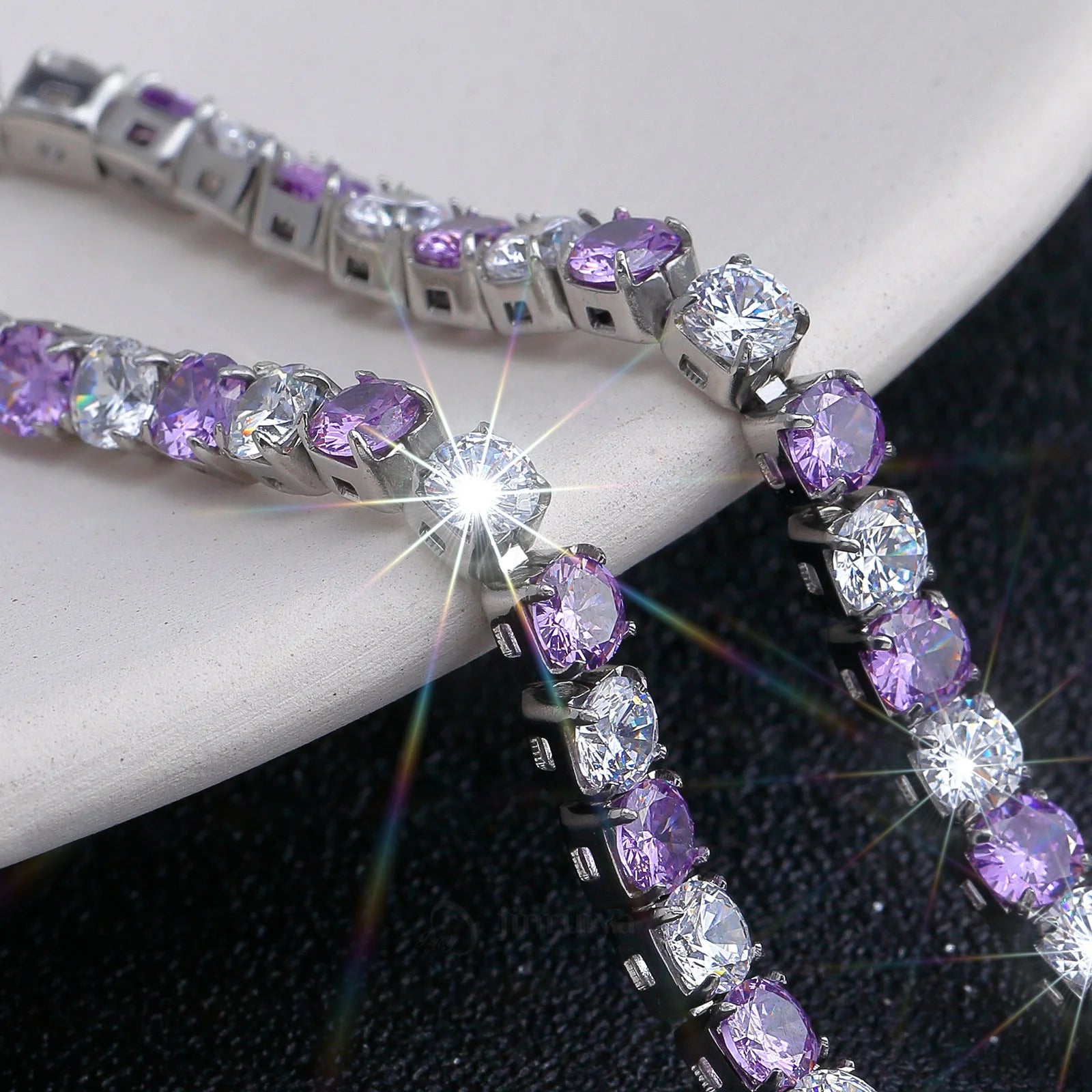 Jinruiya High Quality Zirconia Stainless Steel Zircon Tennis Bracelet Necklace Gold Plated Fashion Jewelry Sets for Women Party