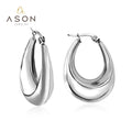 Ason Fashion Jewelry Ladies Earrings Stainless Steel Chunky Hoop Earrings Hollow Hyposensitivity Huggie Earrings for Women