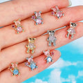 Statement Screw Pierced Ear Bone Studs Star Fairy Stick Small Earrings Cute Little Bear Earrings for Women Girls