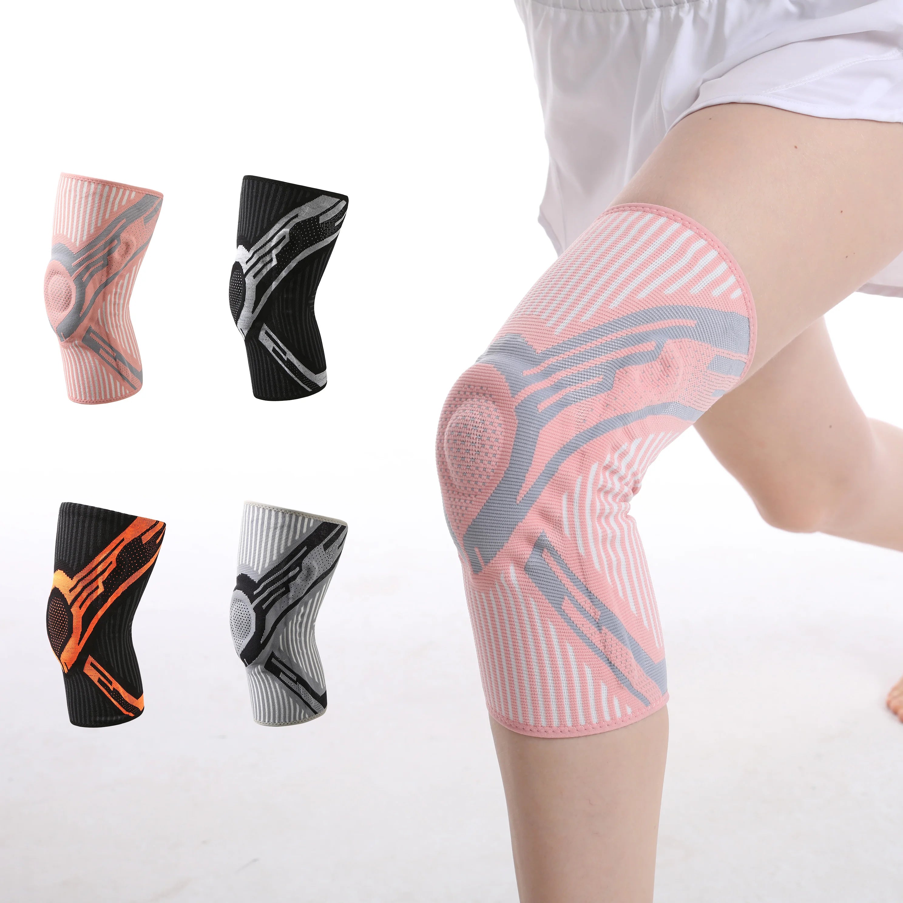 Breathable High Elastic Padding Cushion Patella Stabilizer Silicone Gel Spring Support Knee Protector