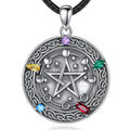 New Design Fine Jewelry 925 Sterling Silver Colorful Cubic Zirconia Wiccan Pentagram Pendant Necklace