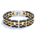 16MM Masculine Mens Biker Chain Bracelet Jewelry Sturdy Stainless Steel Sturdy Two Tone Polished Titanium Steel Hand Bracelet