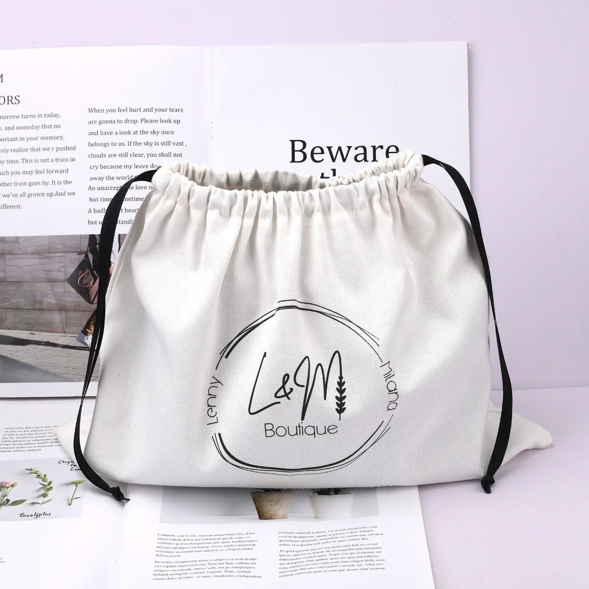 High Quality Recyclable Drawstring Cotton Cosmetic Bag for Perfume & Essential Oil Custom Logo & Sizes