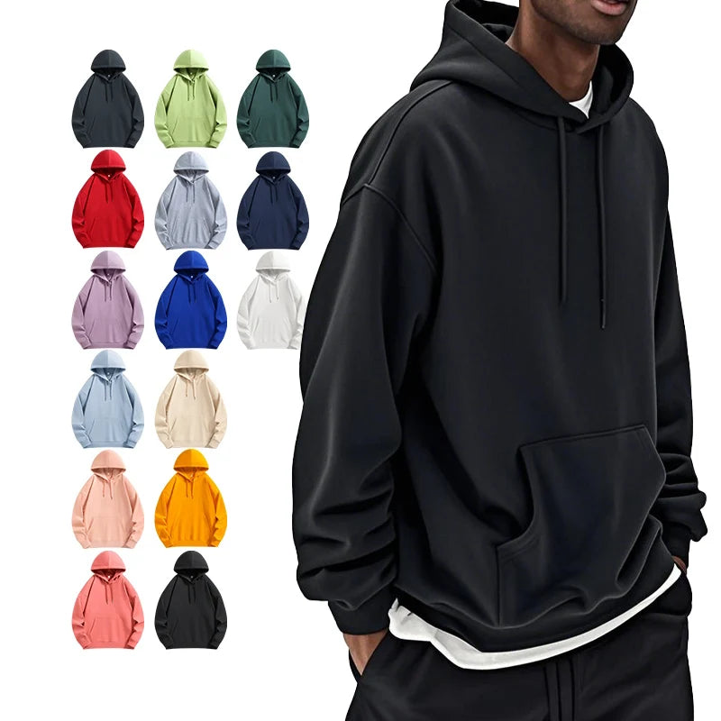 Unisex 300G & 330G 100% Cotton Hooded Sweatshirt Heavyweight Streetwear Custom 3D Embroidery Weight Dyed for Men Hoodies