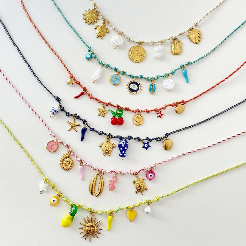 Diy Non Tarnish Stainless Steel Elegant Pearl Accessories Statement Snake Eyes Elephant Lotus Feather Heart Necklace Pendant