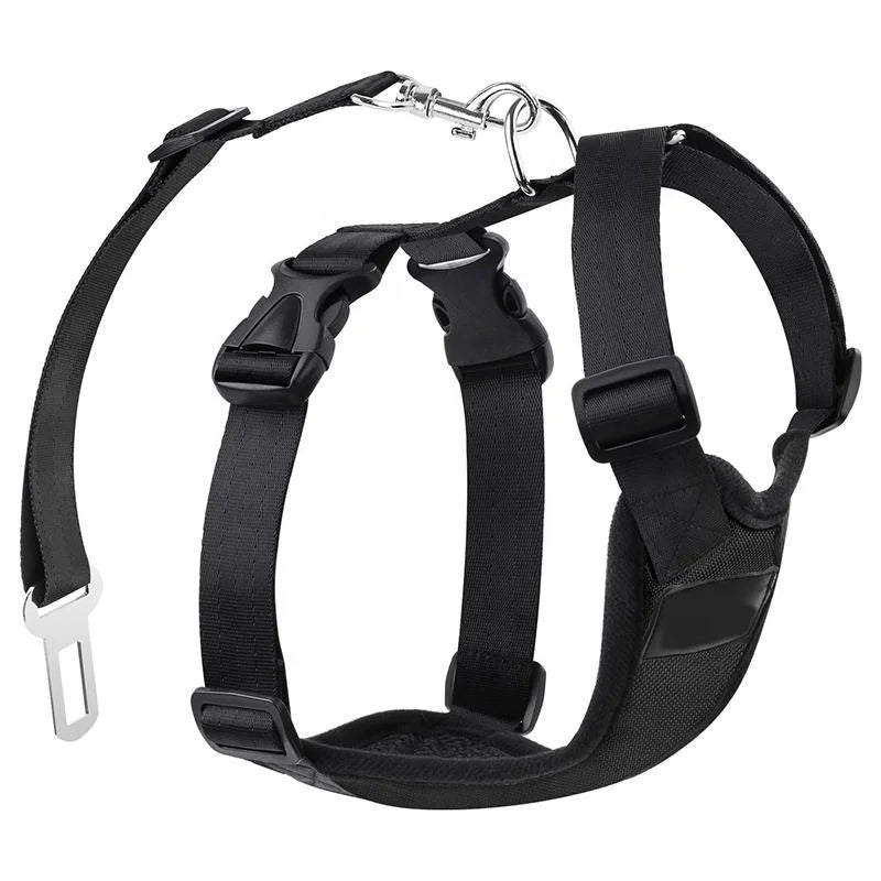 Polyester Nylon Padded Breathable Oxford Fabric Pet Dog Harness Vest Safe Seat Belt Leashes Set