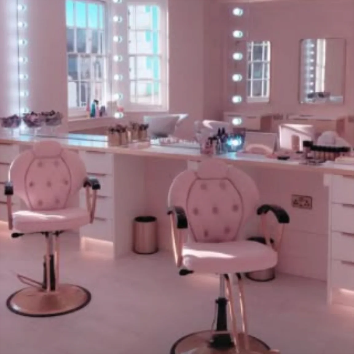 Barbershop Furniture Modern Hairdressing Salon White pink Gold Base Styling Barber Chair