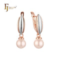 FJ Fallon Fashion Jewelry Pearl Earrings Plated in Rose Gold Two Tone Brass Based