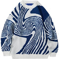 Customized Logo Oversized Long Sleeve Crewneck Pullover Sweater Korean Style Whirlpool Knit Geometric Winter Streetwear Front