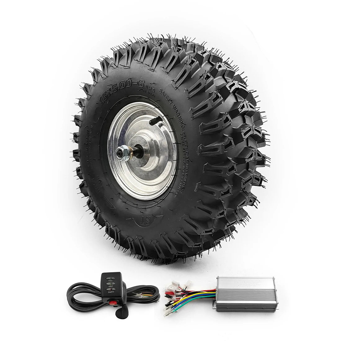 L-faster 500W All Terrain Electric Wheelbarrow Geared Motor Wheel 15x5.00-6 Fat Off Road Rough Tyre for 15" Electrical Trolley