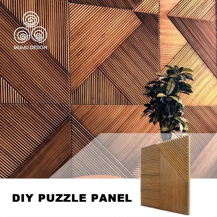 MUMU 3D Flexible Artistic Luxury Engineered Hand Cover Carved Decoration House Interior Solid Wood Wall Panel