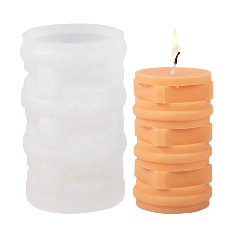 Modern Style Cylinder Candle Molds 3D Pillar Silicone Candle Mold for Home Decor