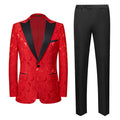 Suit Factory Custom Breathable Plus Size Men's Wool/Silk Jacquard Suit Host Performance Red Wedding Groom Suit