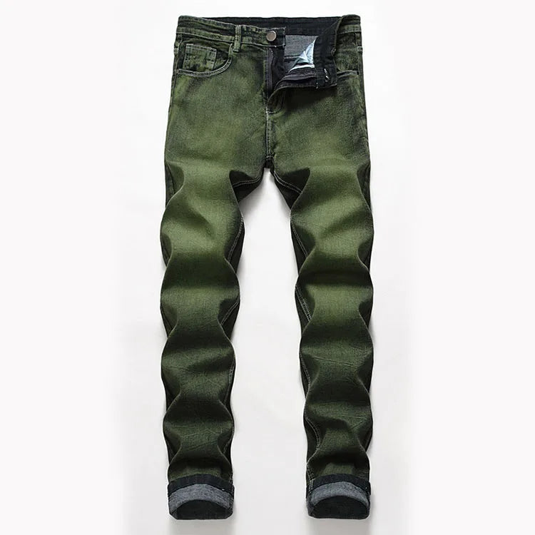 New Arrival Men Green Jeans Straight Pants Casual Denim Pants 2023 Brand Biker Jeans Big Size 42 Male Jeans
