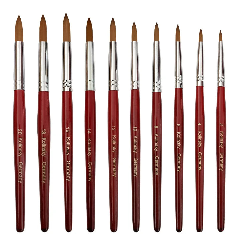100% Kolinsky Hair Red Wood Handle Superior Quality Acrylic Nail Brush