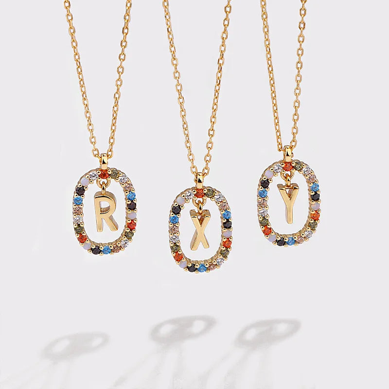 Dainty 18K Gold Plated CZ 925 Sterling Silver Initial Letter Pendant Necklace Arabic Alphabet Jewelry for Women