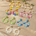 Holiday Style Cute Fresh Raffia Grass Hoop Earrings Geometric Simple Design Boho Flower Earrings for Women