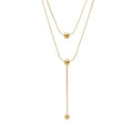 New Trendy Popular Designer Stainless Steel Ball Pendant Double Layers Stacking Necklace