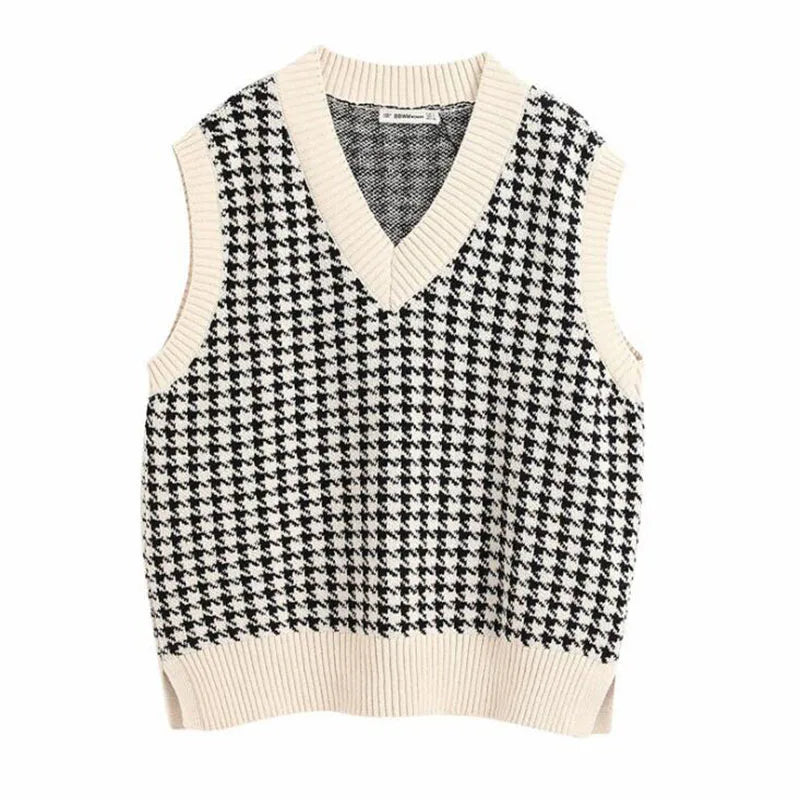 Fashion Sleeveless Vest Sweater Women Pullover Casual V Neck Knitted Sweater Winter Cute Korean Sweater for Women