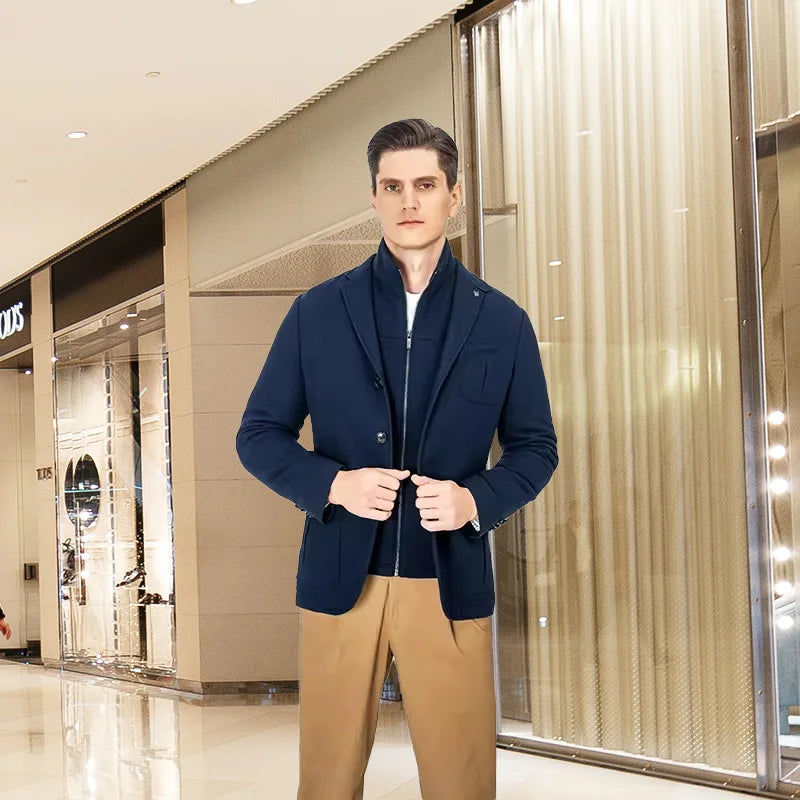 MTM Custom Men's Spring Summer Blazer Casual Loose Fit Single Breasted Pleated Front Adult Size Breathable Design MOQ 1 Piece