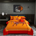 European Style 100% Cotton Four Piece Quilt Cover Orange Printed Duvet Cover Bedding Set Supplier