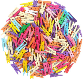 50pcs Mini Wooden Clothes Pins Mixed Colored Small Craft Peg Pins Clips for Photos Pictures Paper Crafts