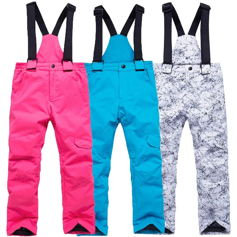 Custom Children Ski Pants Waterproof Breathable Kids Ski Trousers Snow Board Pants Snowboard Bib Pants for Boys Girls