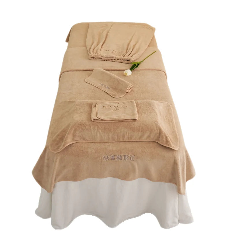 Customized Logo 6PCS Beauty Salon Microfiber Towel Set Turban+ Towel + Pillow CoverBed Bath Skirt Towels Set for Adults