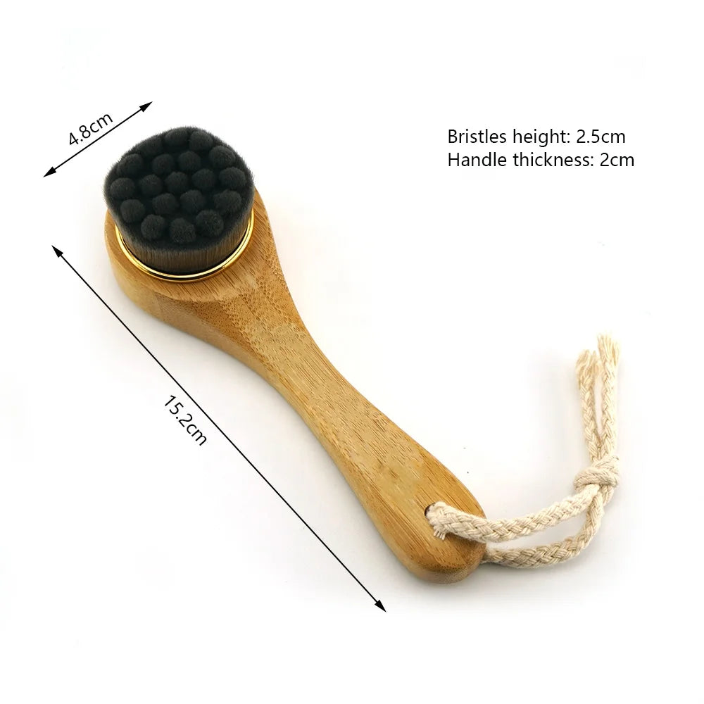Eco Friendly Handle Deep Pore Cleaning Face Brush Nano Charcoal Fiber Bristles Ergonomic Handle Facial Brush