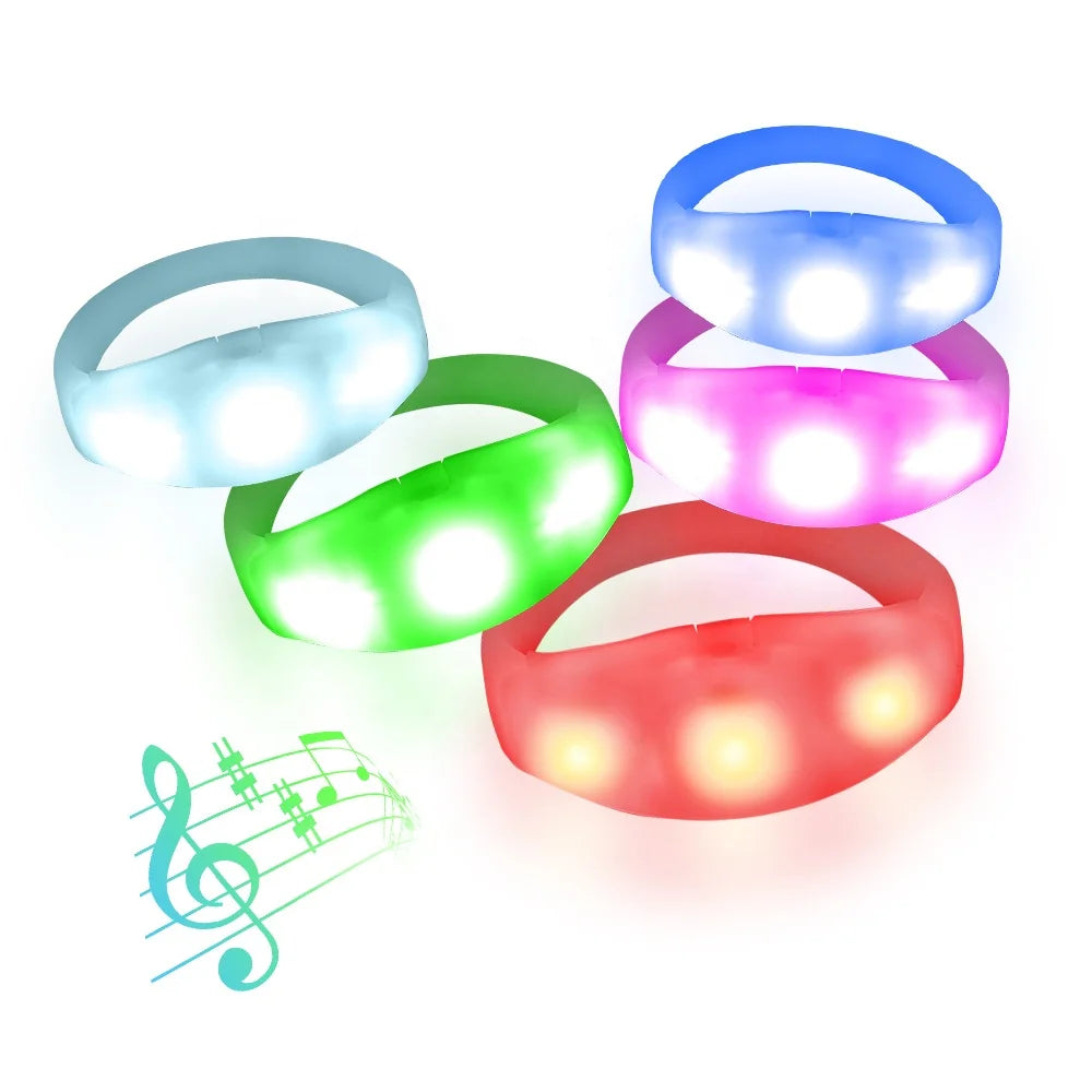 Hot Selling Personalized Unique Novelty Wristband Light up Flashing Sound Activated Led Bracelet