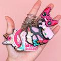 New Fashion Pink Keychain Custom PVC Cute Heart and Bow Design for Women Keychain Accessories and Practical Gifts