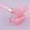 HZ 100% Natural Rose Quartz/amethyst Sawtooth Spiky Double Big Head Facial Roller Skin Care